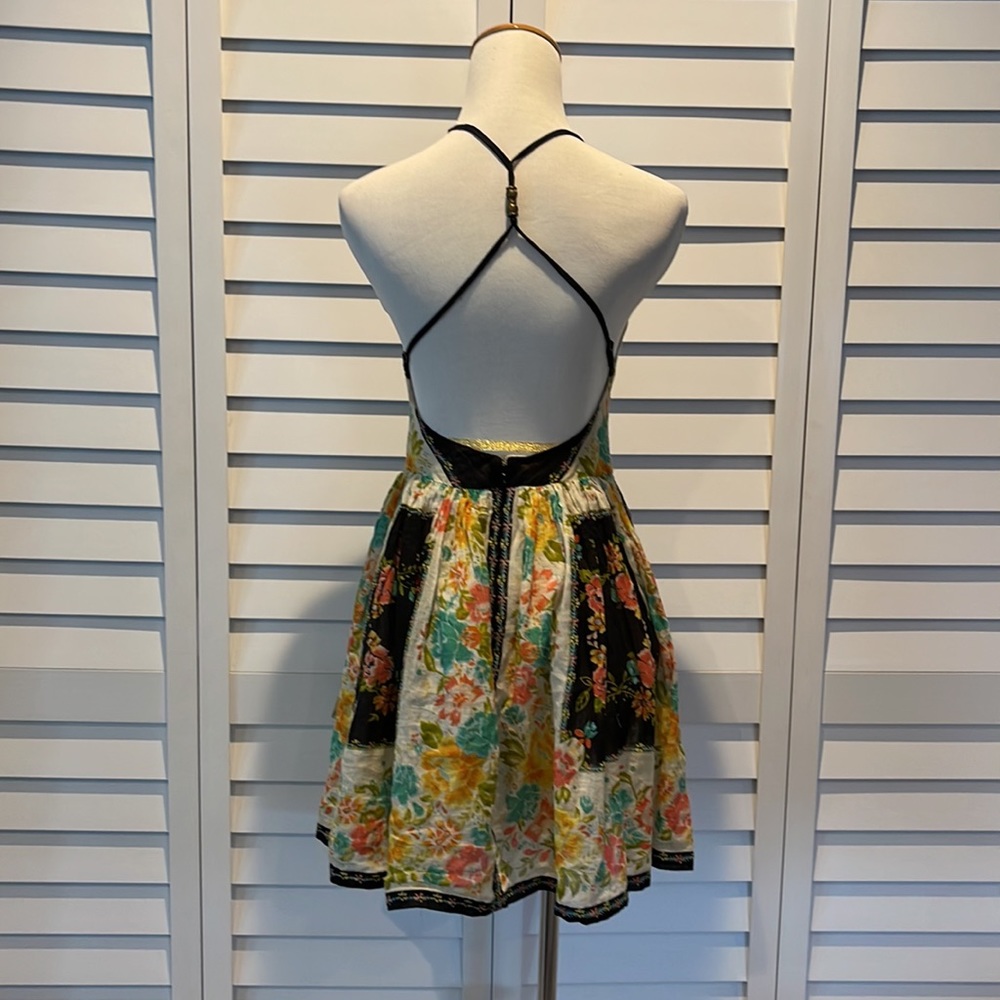 Ecote Pre Loved Boho colorful with open back lined with adjustable Straps Dress. - Picture 4 of 10
